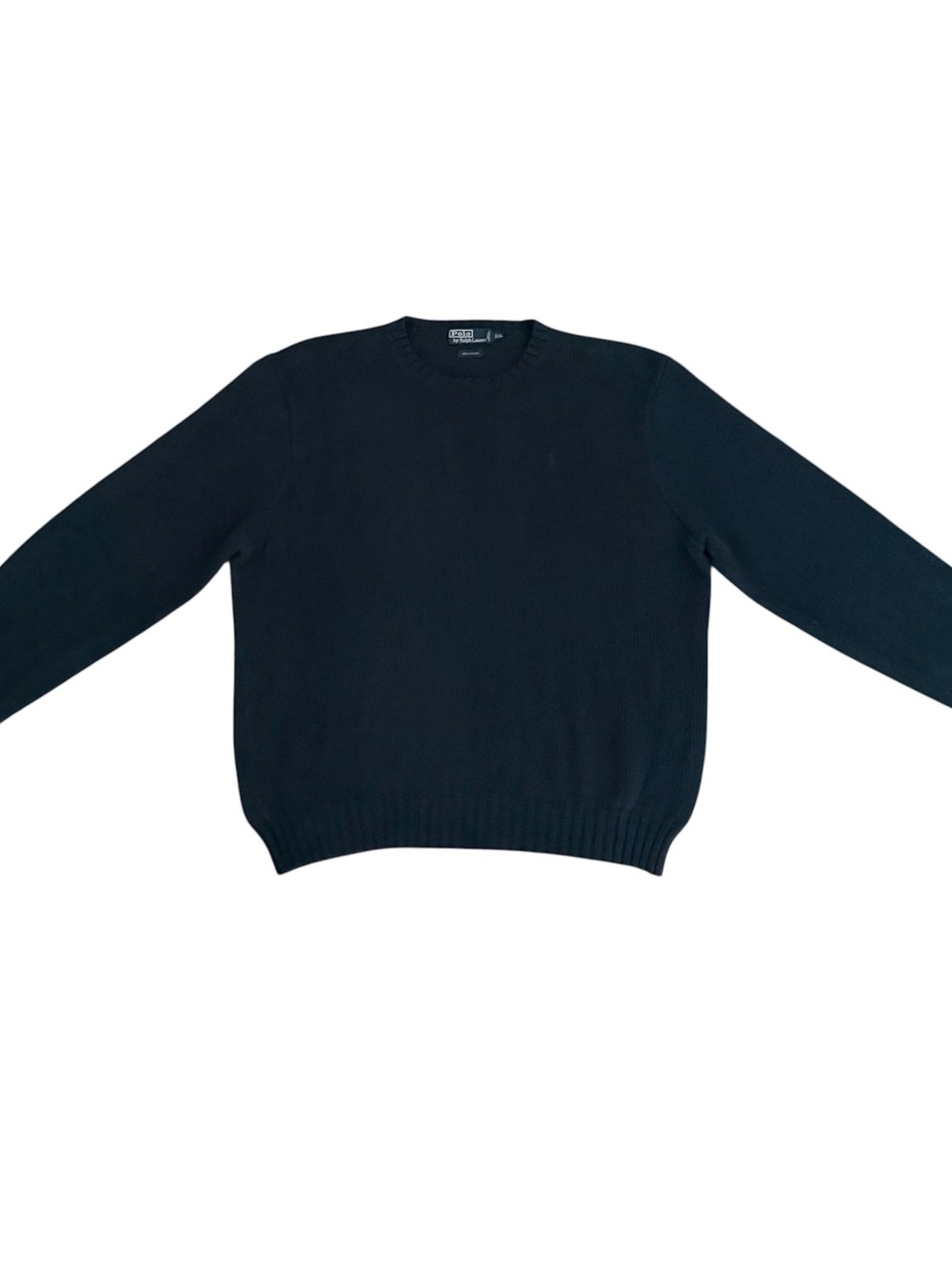 Polo Ralph Lauren Marled Navy Blue Purple Logo Crew Neck Knit Cotton Sweater XXL